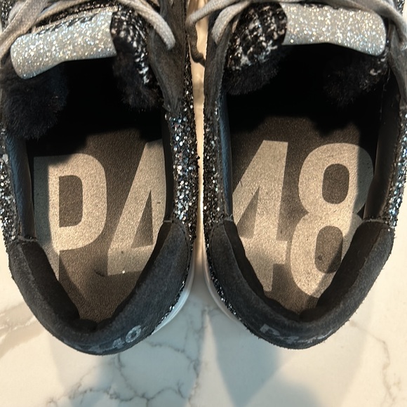 P448 John Shaka black glitter tweed low top sneaker size 40 - Picture 6 of 8